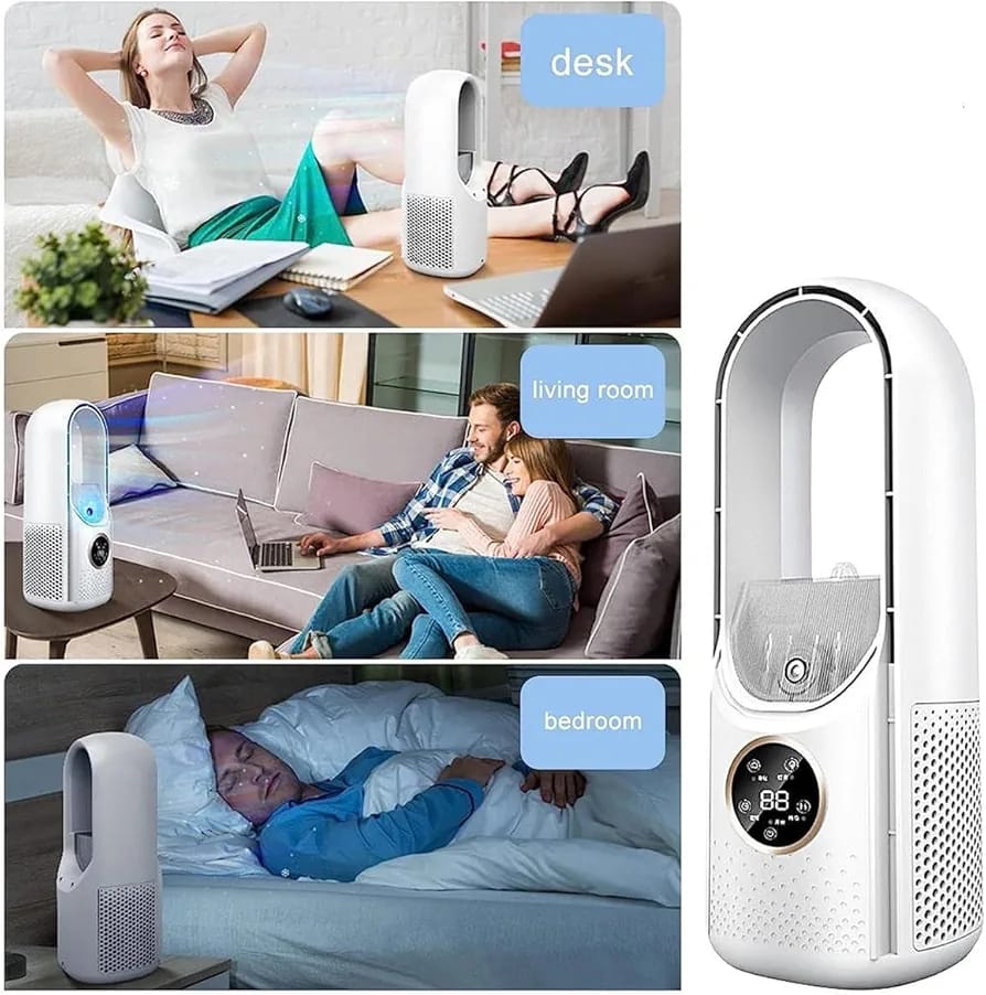 3-in-1 Bladeless Desktop Fan, Humidifier & Air Circulator