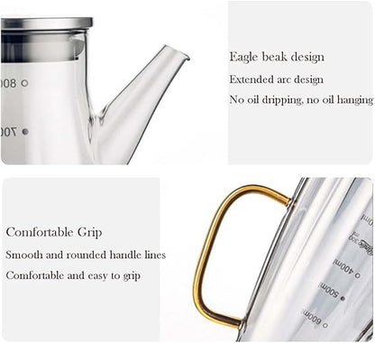 Glass Oil Dispenser with Colored Handle (Anti-Drip Design) - My Store