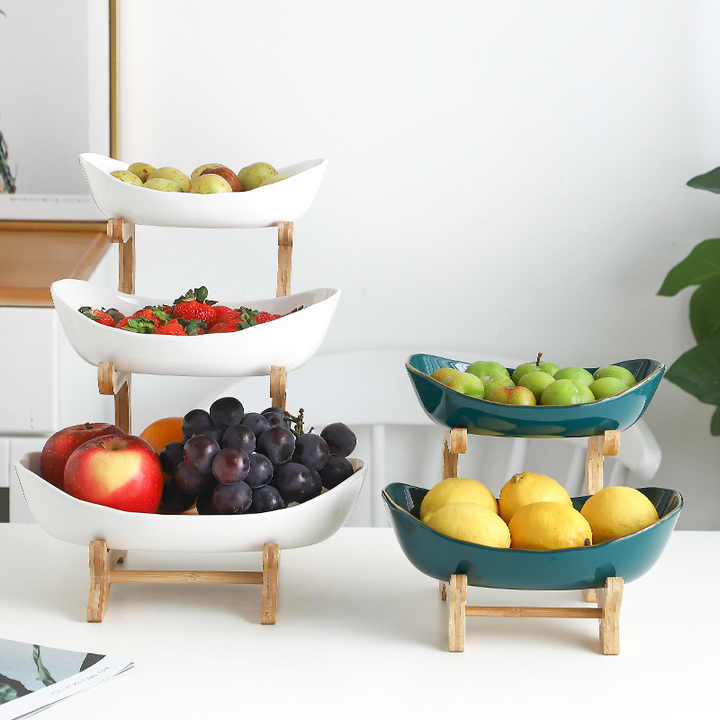 Fruit Basket with Wooden Stand