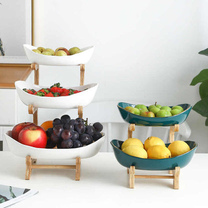 Fruit Basket with Wooden Stand