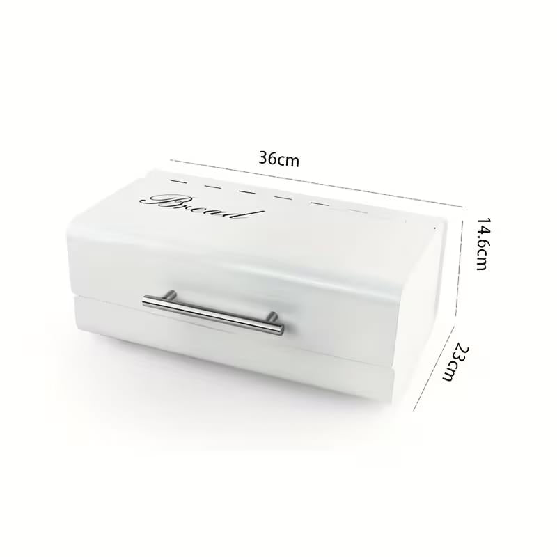 Vintage Metal Bread Box – Retro Kitchen Storage (White) - My Store