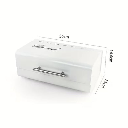 Vintage Metal Bread Box – Retro Kitchen Storage (White) - My Store