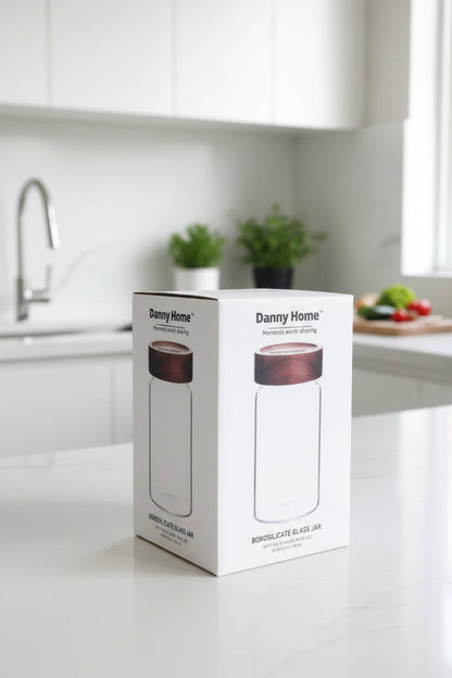 Danny Home Premium Borosilicate Glass Storage Jar Collection with Acacia Wood Lid