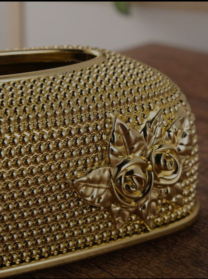Luxurious Golden Rose Tissue Box Holder - My Store