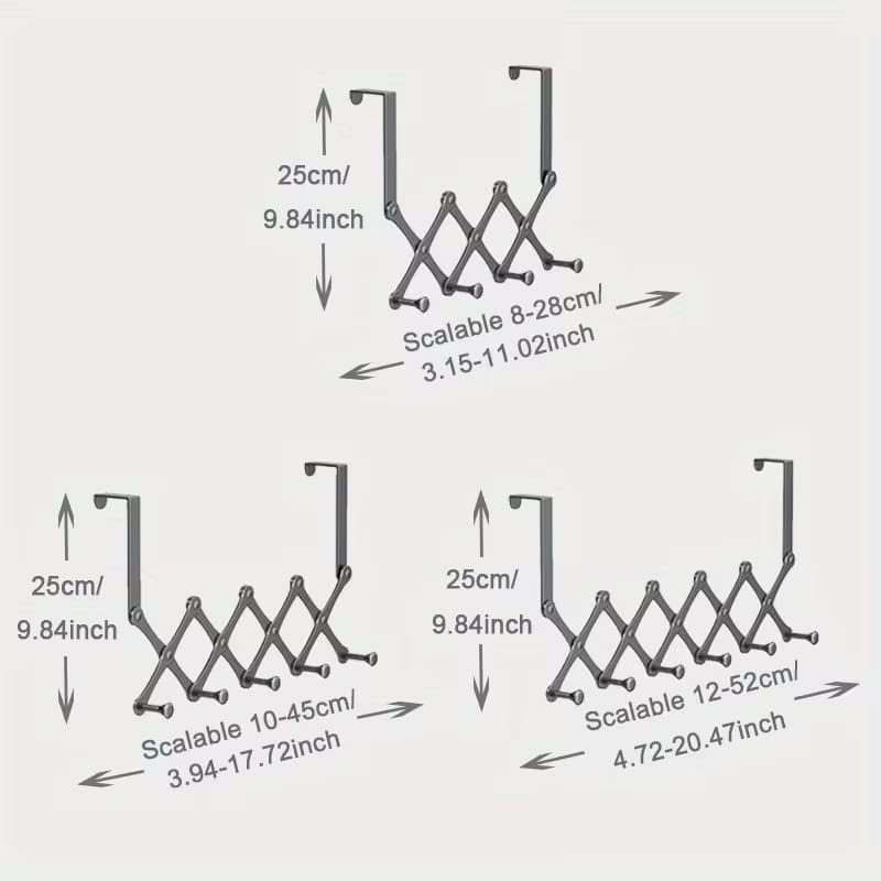 Retractable Over-the-Door Accordion Hanger (Punch-Free)
