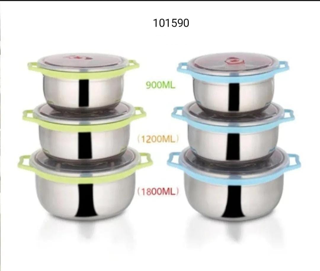 3-Piece Stainless Steel Mixing & Storage Bowl Set with Airtight Lids - My Store