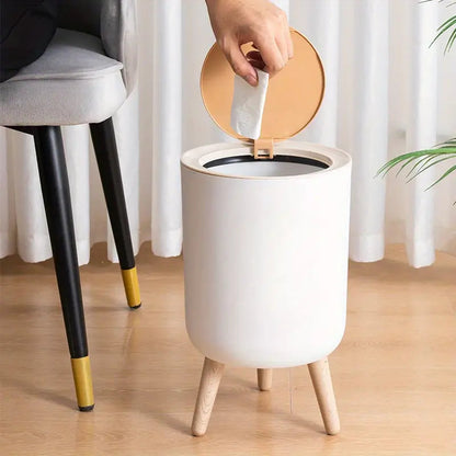 Indoor Trash Bin with Wooden Feet – 7L - My Store