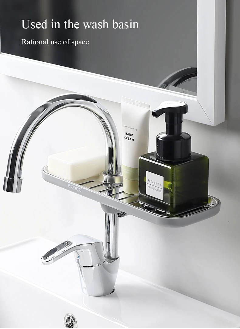 ECOCO Multi-Functional Faucet Drain Rack – Premium Stainless Steel Sink Organizer