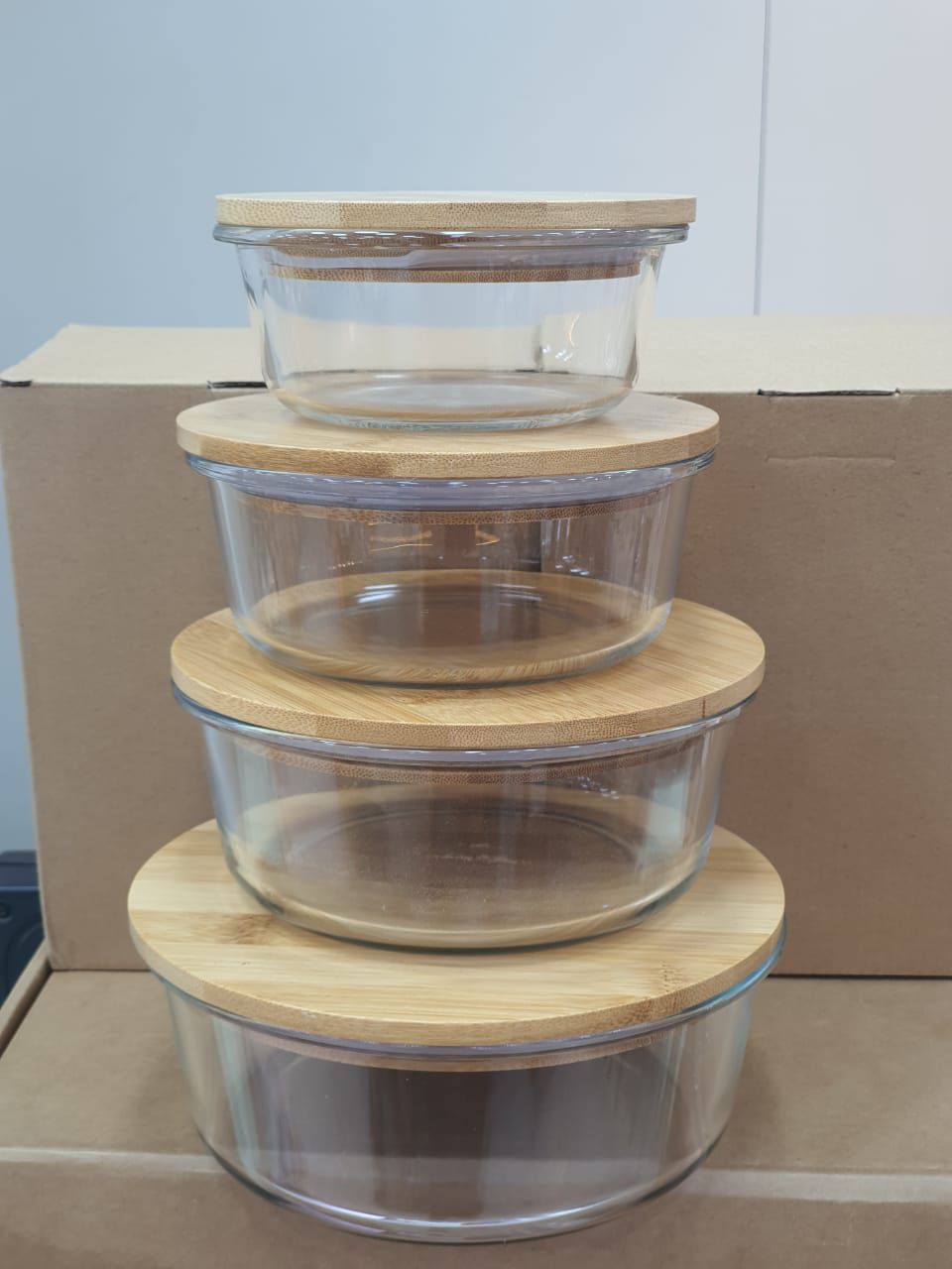 The Modern Pantry: 4-Piece Borosilicate Glass Storage Set with Bamboo Lids