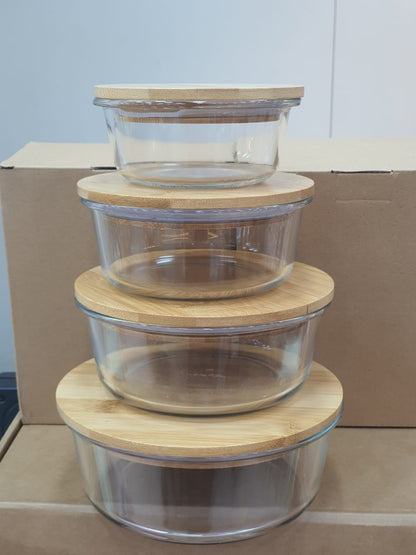 The Modern Pantry: 4-Piece Borosilicate Glass Storage Set with Bamboo Lids