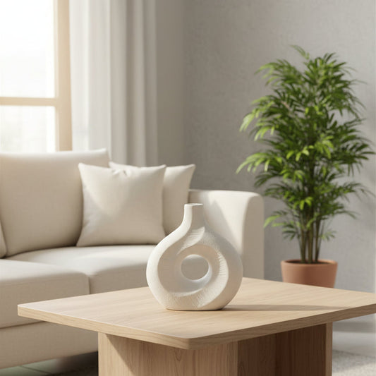 Nordic Wave Curved Ceramic Donut Vase