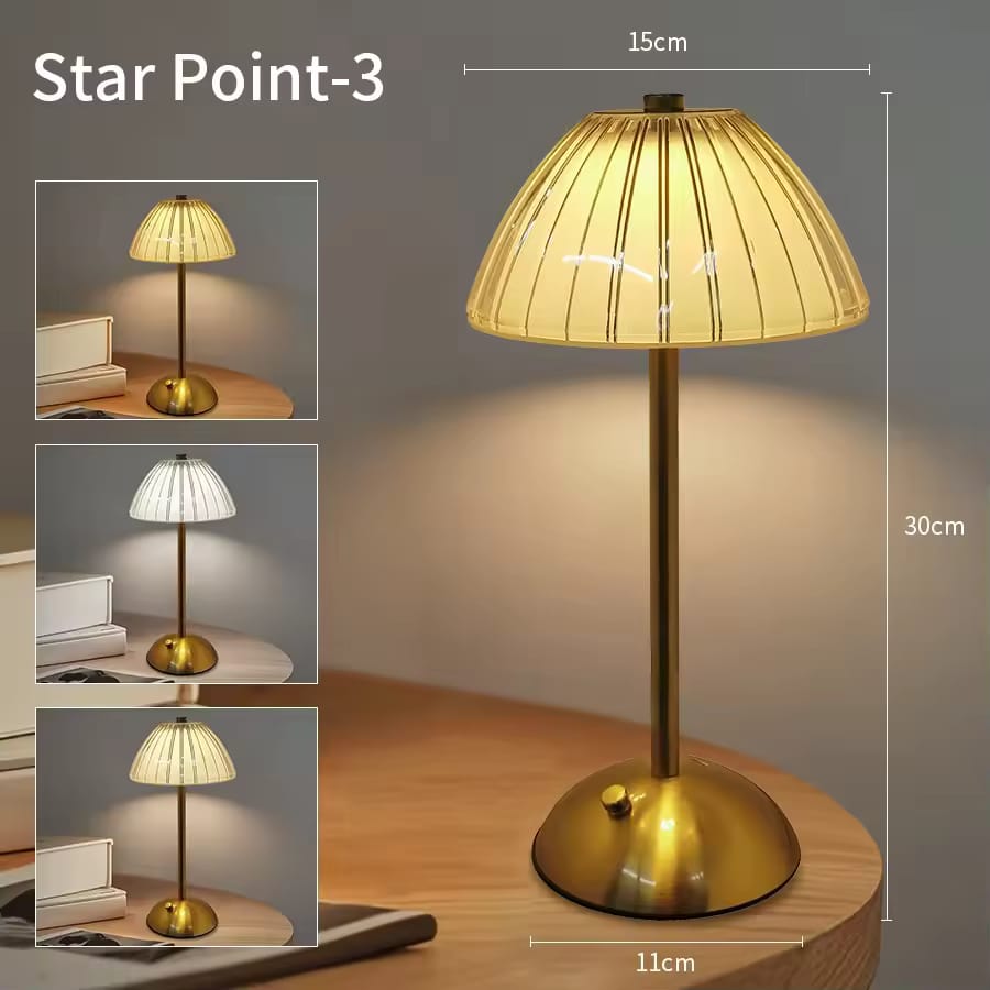 Modern Rechargeable Mushroom Table Lamp – 3 Color Dimmable Cordless LED Lamp