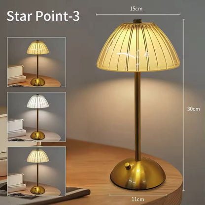 Modern Rechargeable Mushroom Table Lamp – 3 Color Dimmable Cordless LED Lamp