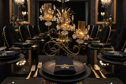Elegant 3-Piece Crystal Candle Stand (Gold Finish) - My Store