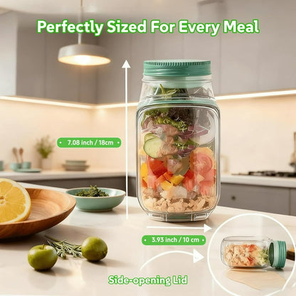 2-in-1 Fresh Lock Salad Jar & Meal Prep Container with Dressing Cup