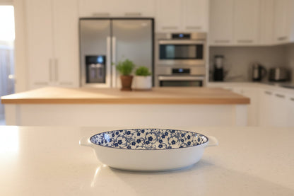 Danny Home Blue Floral Ceramic Baking & Serving Bowl - My Store