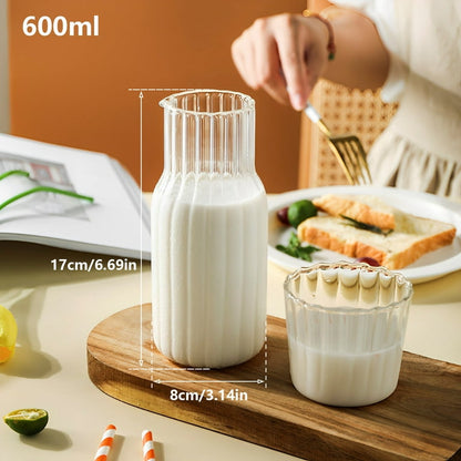 Ribbed Bedside Water Carafe & Glass Set – 600ml