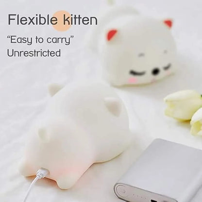 CAT Cartoon Night Light – Touch Control, USB Rechargeable