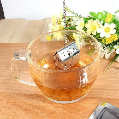 House Shape Stainless Steel Tea Infuser with Drip Tray