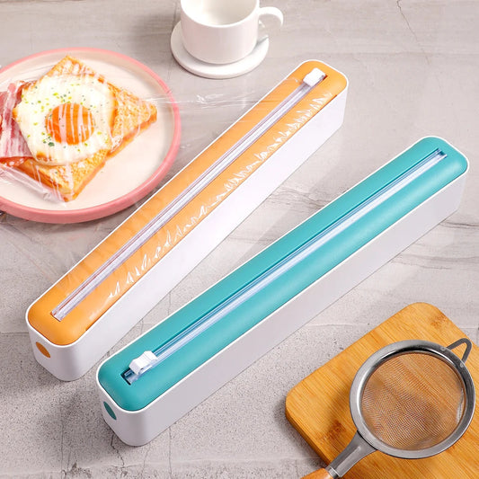 Adjustable Cling Wrap Dispenser with Hidden Slide Cutter