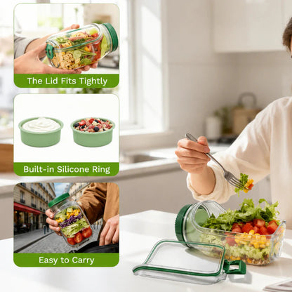 2-in-1 Fresh Lock Salad Jar & Meal Prep Container with Dressing Cup