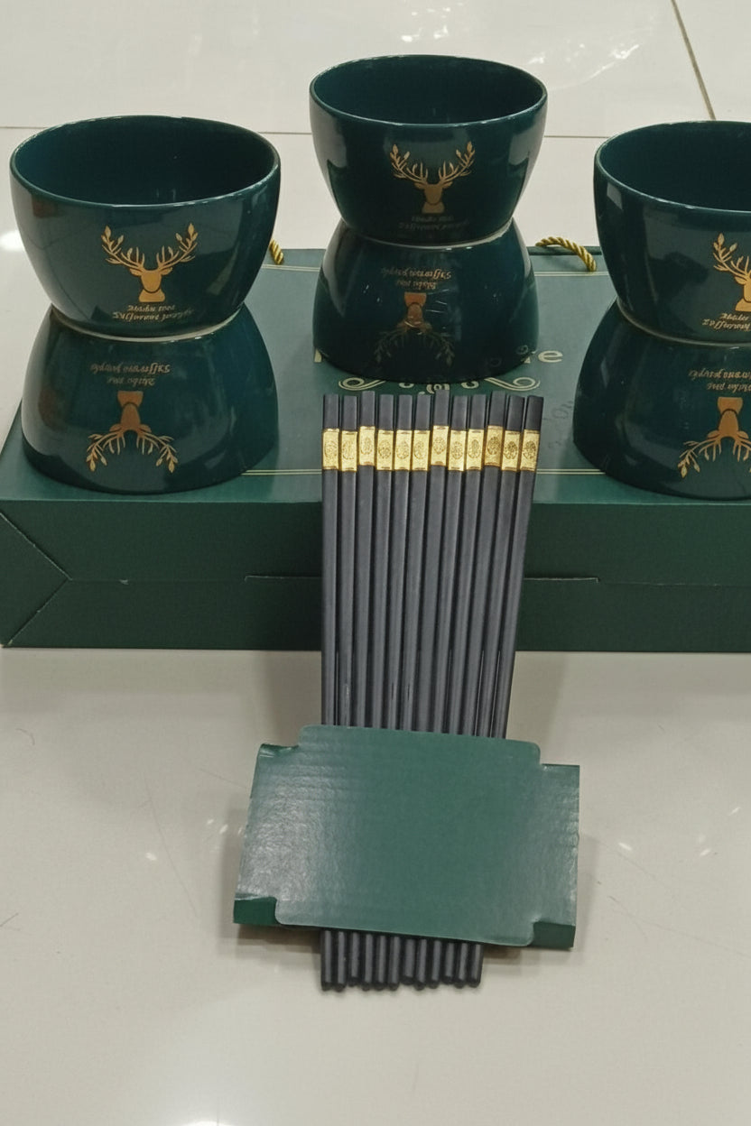 Ceramic Gift Bowl & Chopstick Set