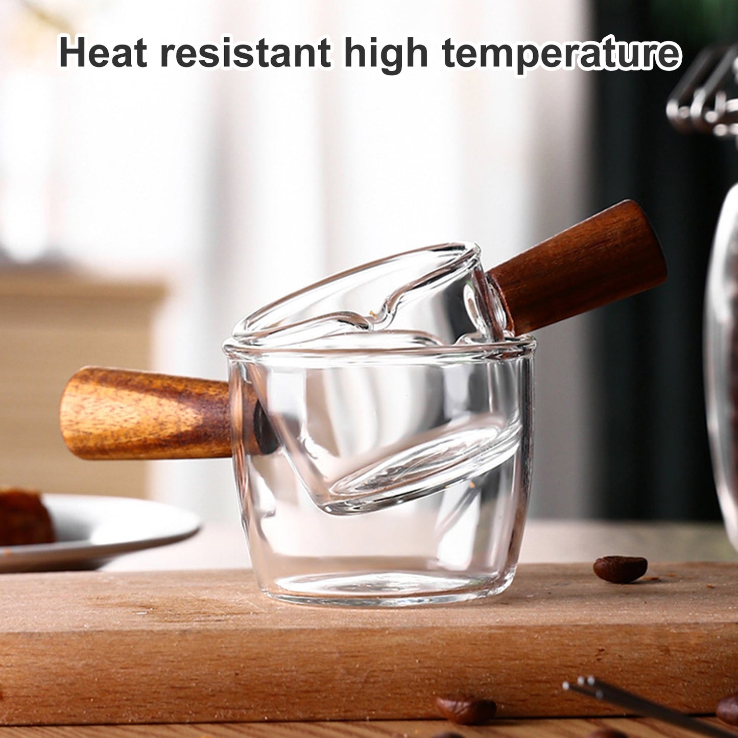 Danny Home High Borosilicate Glass Mini Milk / Espresso Cup with Wooden Handle