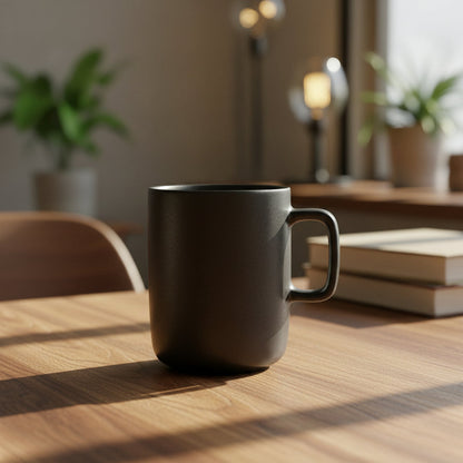 Danny Home Black Stoneware Ceramic Mug – 11cm / 340ml