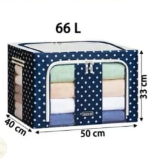 Steel Frame Foldable Storage Box – 66L Heavy Duty Wardrobe Organizer