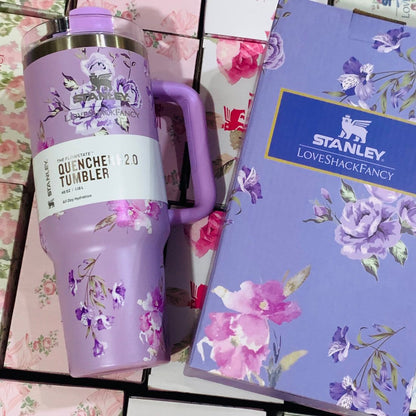 🌸 STANLEY “Love the Shakes” Floral Quencher H2.0 Tumbler with Stopper (40oz / 1.18L)