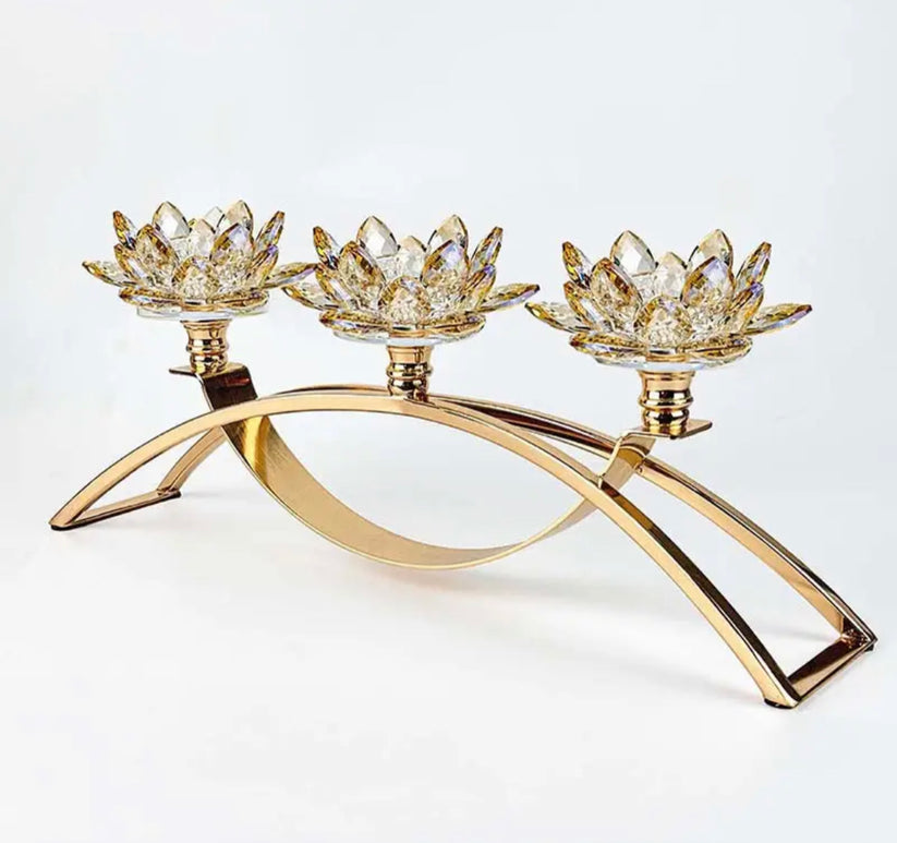 Elegant Nordic Golden Crystal Candle Holder - My Store