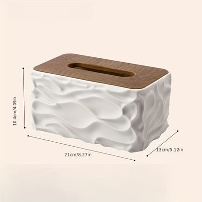 Minimalist Wave Pattern Tissue Box (Large Capacity)