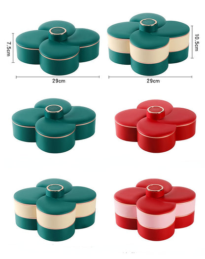 2 layer rotating dry fruit tray is a beautifully designed flower-shaped storage organizer