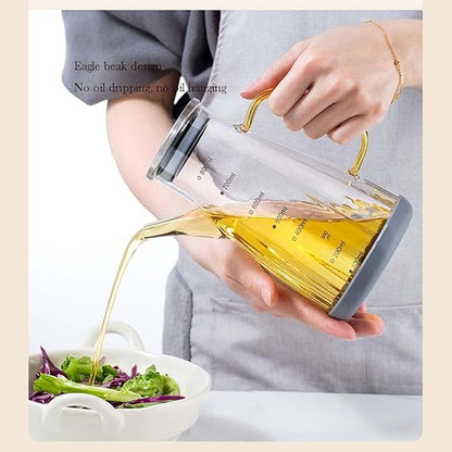 Glass Oil Dispenser with Colored Handle (Anti-Drip Design) - My Store