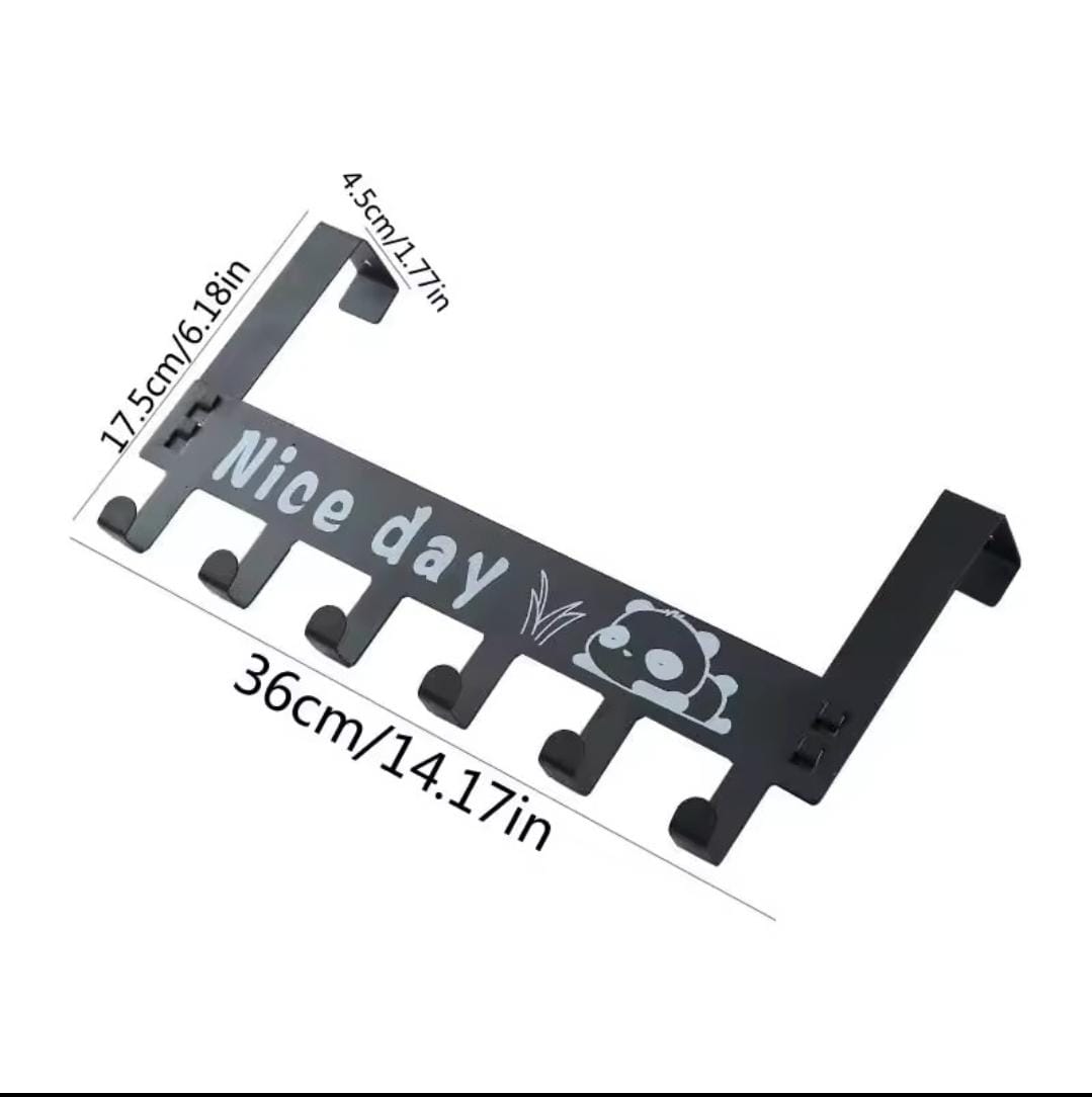 “Nice Day” 6-Hook Over-the-Door Hanger – Space-Saving Metal Door Rack