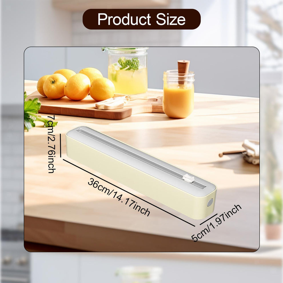 Adjustable Cling Wrap Dispenser with Hidden Slide Cutter