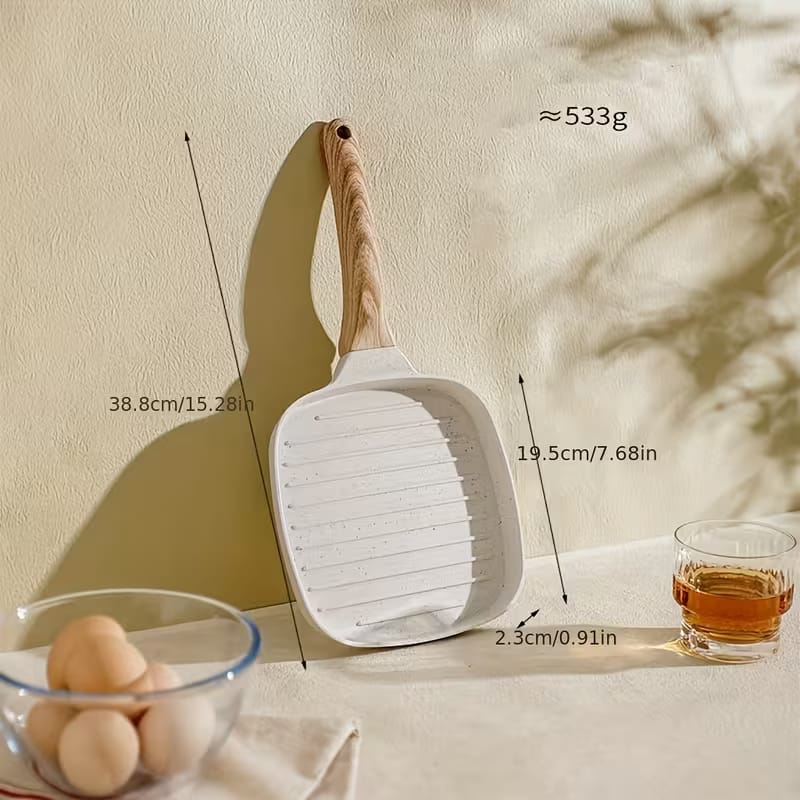 Premium Non-Stick Grill Frying Pan with Wooden Handle - My Store