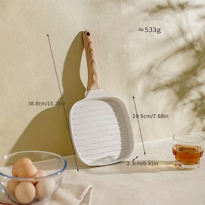 Premium Non-Stick Grill Frying Pan with Wooden Handle - My Store