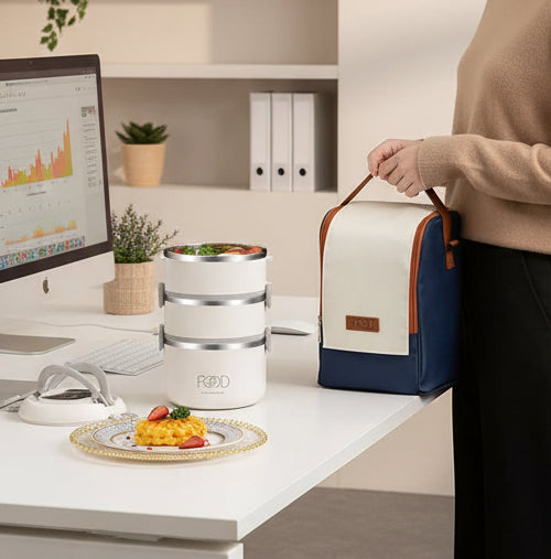 Heavy-Duty Stainless Steel Stackable Lunch Box with Thermal bag