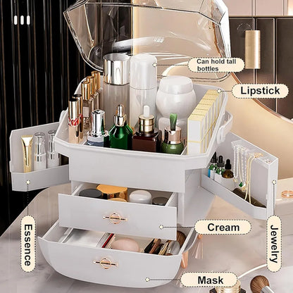 Vanity Cosmetics Storage Box – Dust-Proof Makeup Organizer