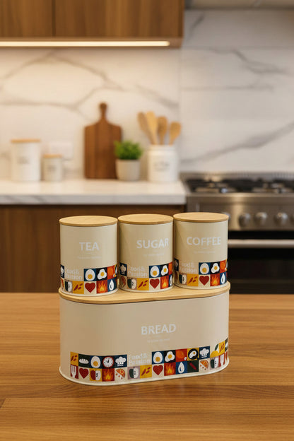 4-Piece Food & Passion Kitchen Storage Set - My Store