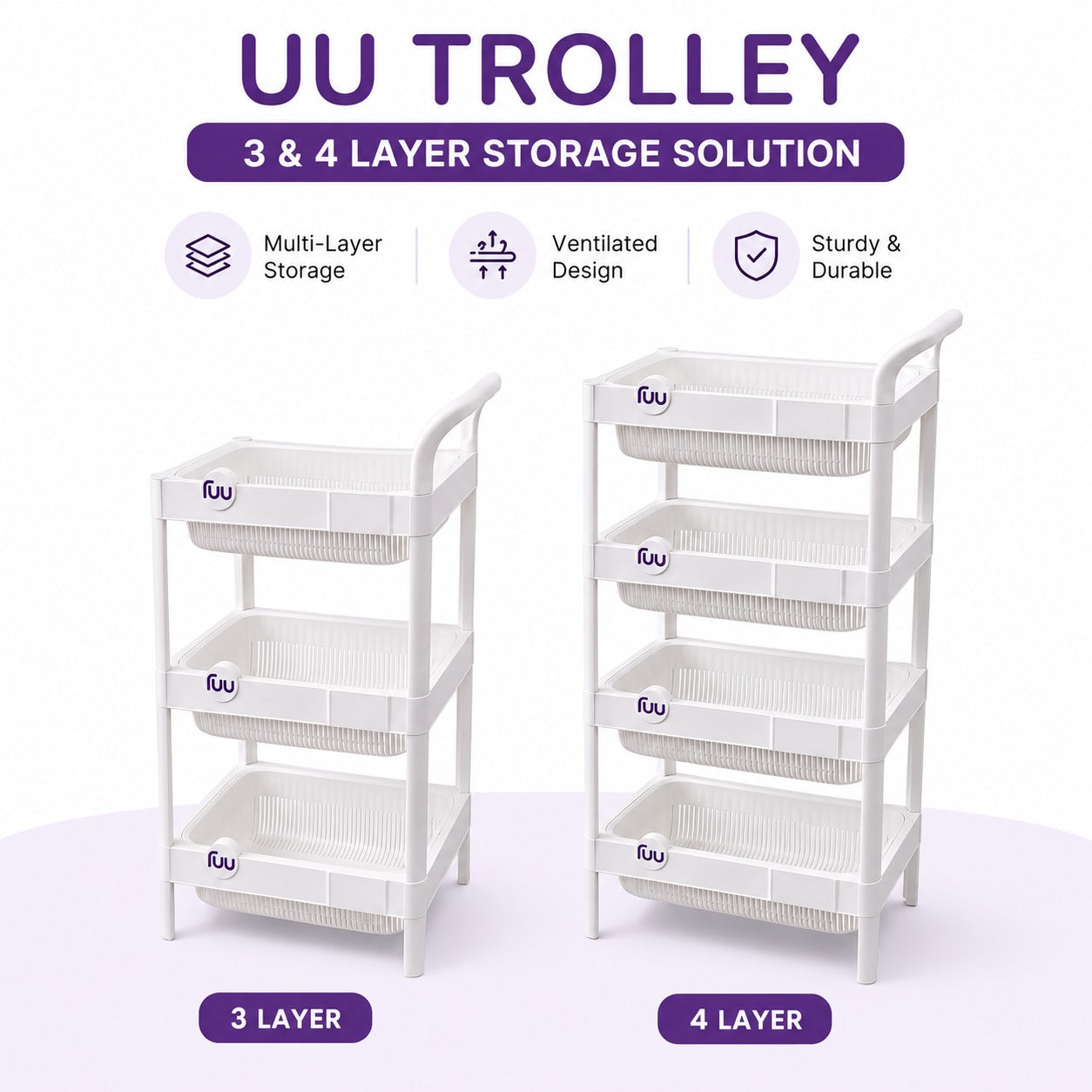 UU Trolley – Multi-Layer Mobile Storage Organizer Cart