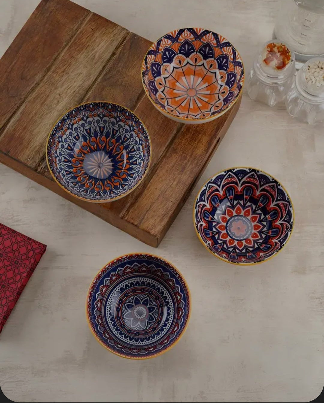 Ceradeco Ethnic Motifs Printed Ceramic Bowl Set