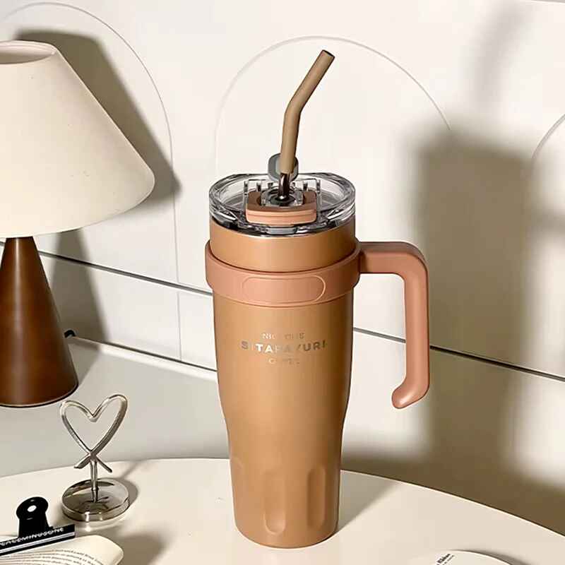 Sitarayuri Coffee Stainless Steel Vacuum Insulated Tumbler With Lid, Straw & Handle