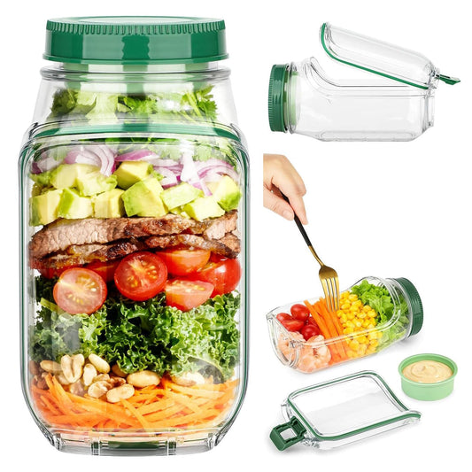 2-in-1 Fresh Lock Salad Jar & Meal Prep Container with Dressing Cup