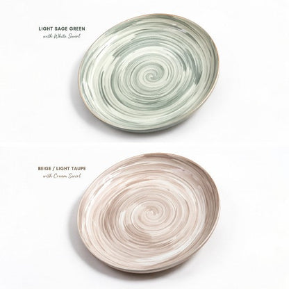 Danny Home Swirl Pattern Ceramic Flat Dinner Plate – 10.5 Inch - My Store