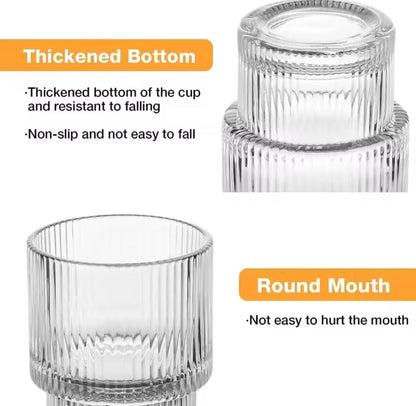 Ribbed Drinking Glasses with Bamboo Lids and Straws  400ML - My Store