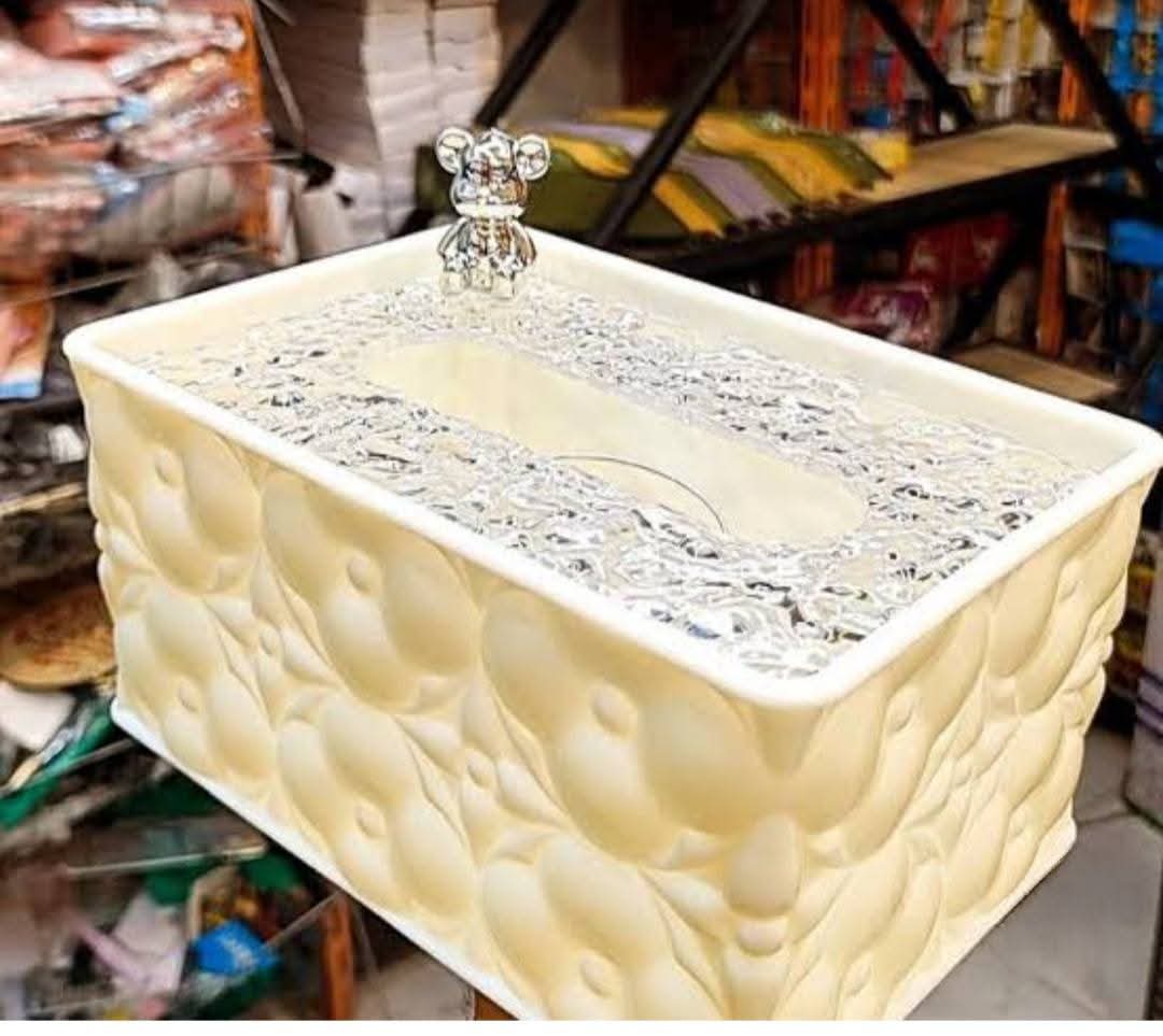 Luxury Decorative Tissue Box with Crystal Lid &chrome bunny accent