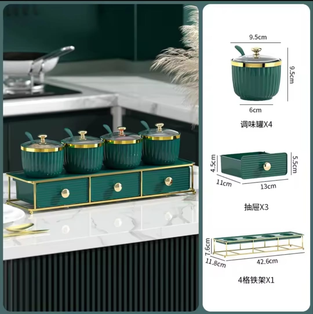 Luxury Emerald & Gold Spice Organizer Set - My Store