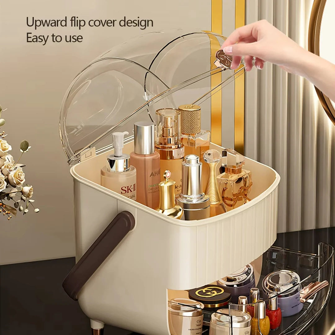 Vanity Cosmetics Storage Box – Dust-Proof Makeup Organizer with Drawers